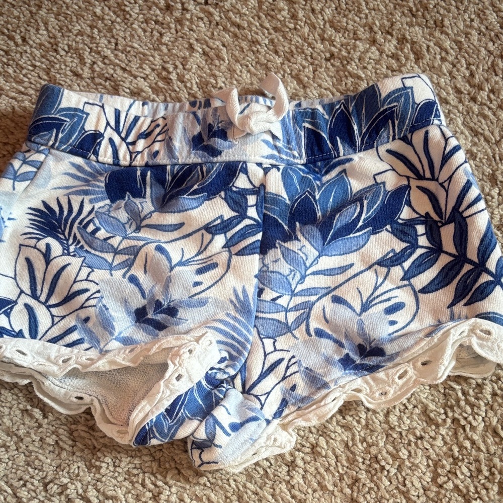 Janie and Jack Blue and White Floral Sleep Shorts